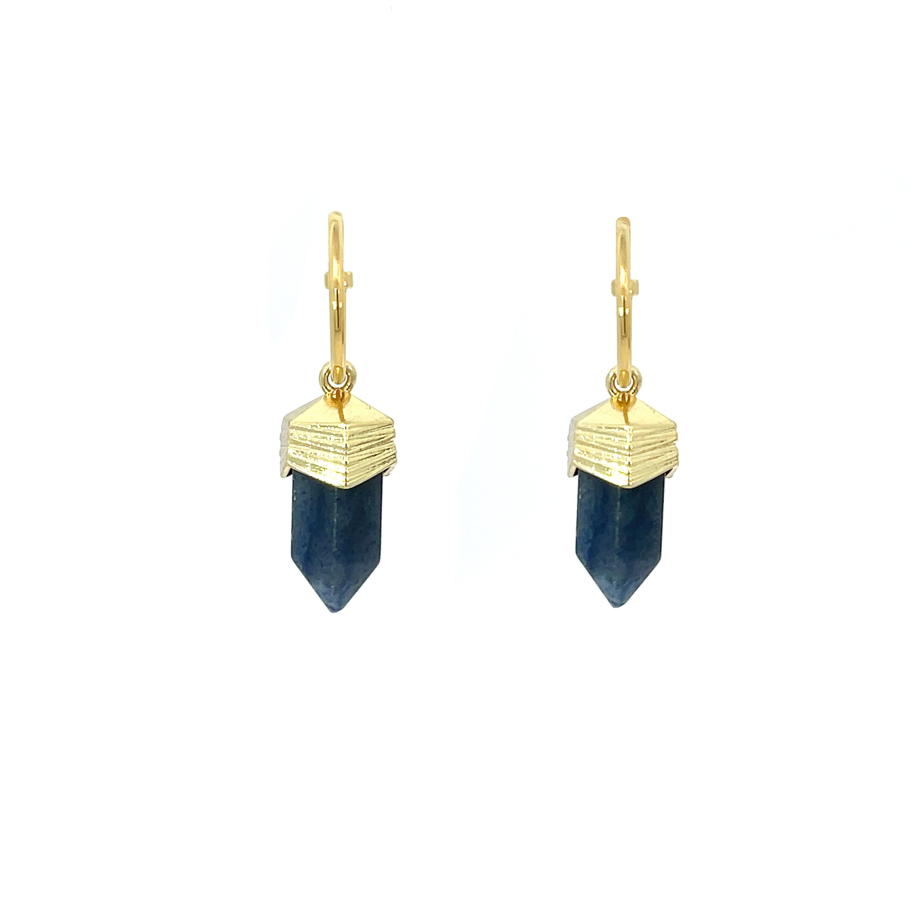 Shop the Exclusive Amari Crystal Hexagon Earrings in Blue Sodalite