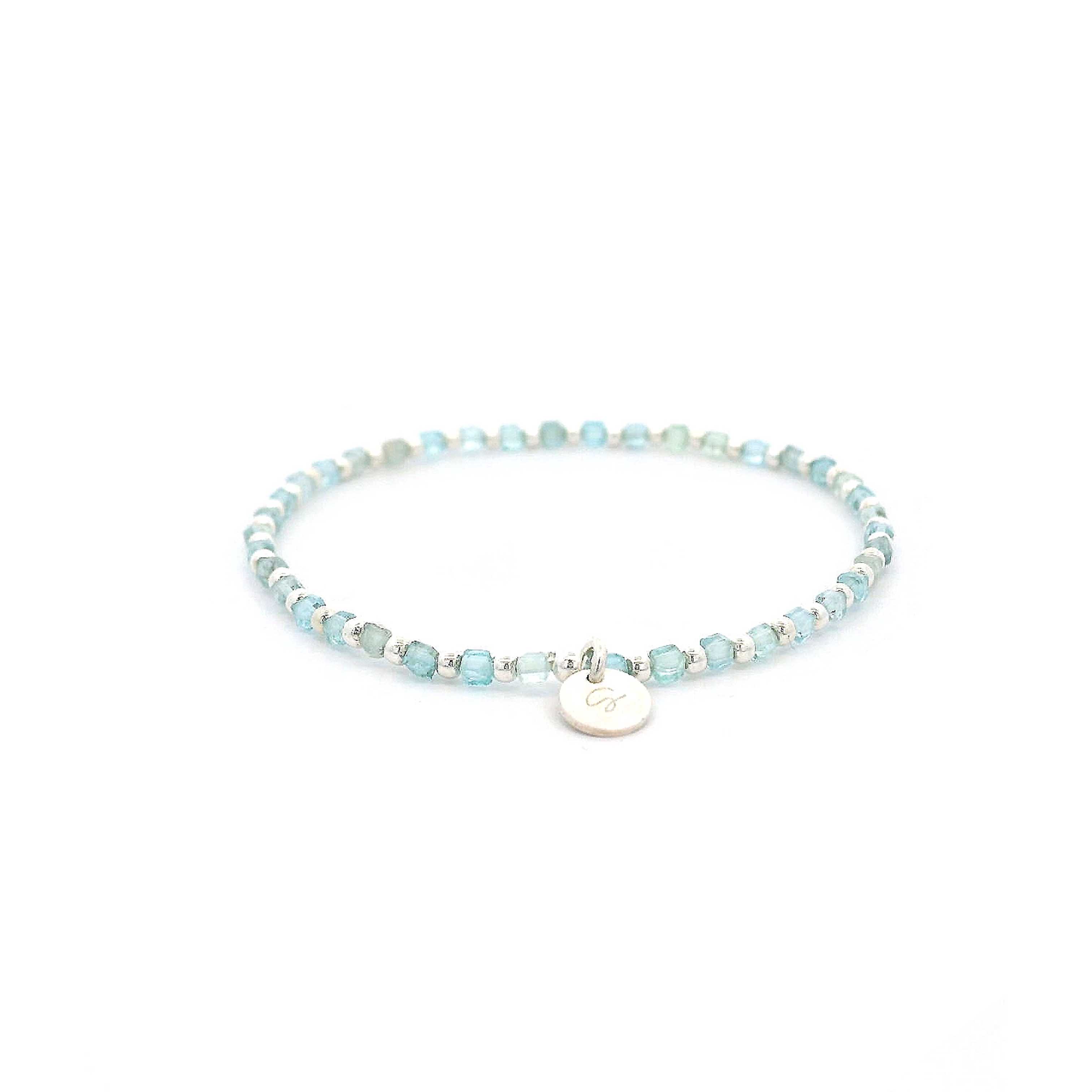 “Taryn” Blue Topaz Squared Bead Bracelet