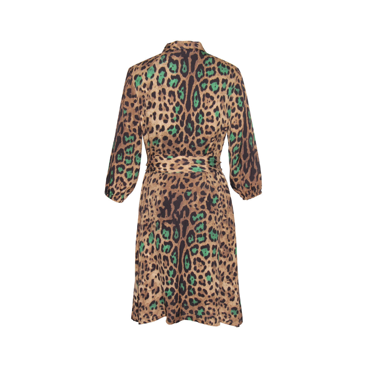 “Shelby” Leopard print button up silk dress