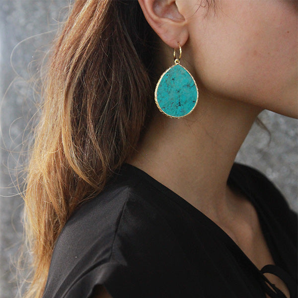 New Heavenly Beauty Oval Drop Earrings / Turquoise