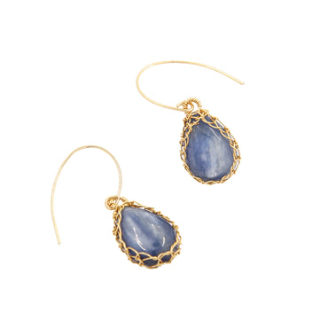 NATI Blue Kyanite Net Tear Drop Earrings - Gosia Orlowska