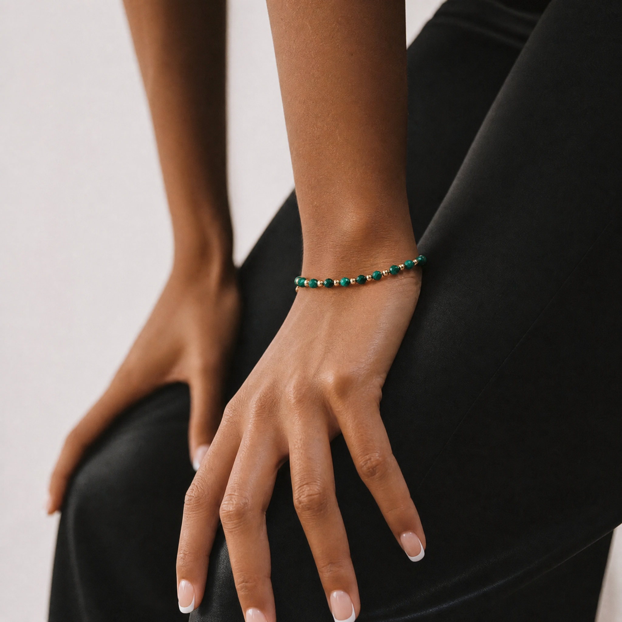 “MALIN” 4mm Malachite Diamond Cut Bracelet