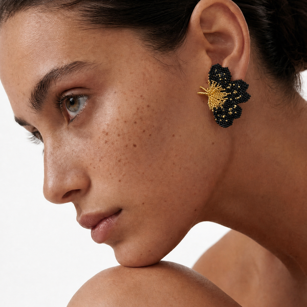 "NOLA" BEADED BLACK BUTTERFLY EARRINGS