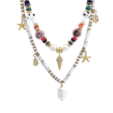 “Summer Vibe” Gemstone & Glass bead Necklace