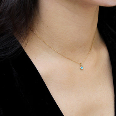 9K Gold Evil Eye Turkish Glass Necklace