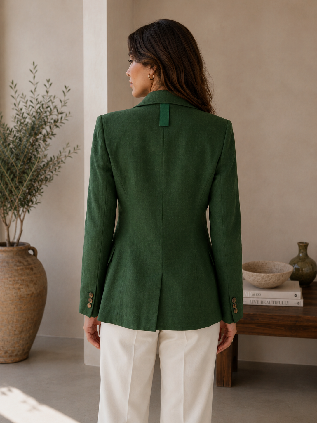 “Cassidy” Green Linen Blazer