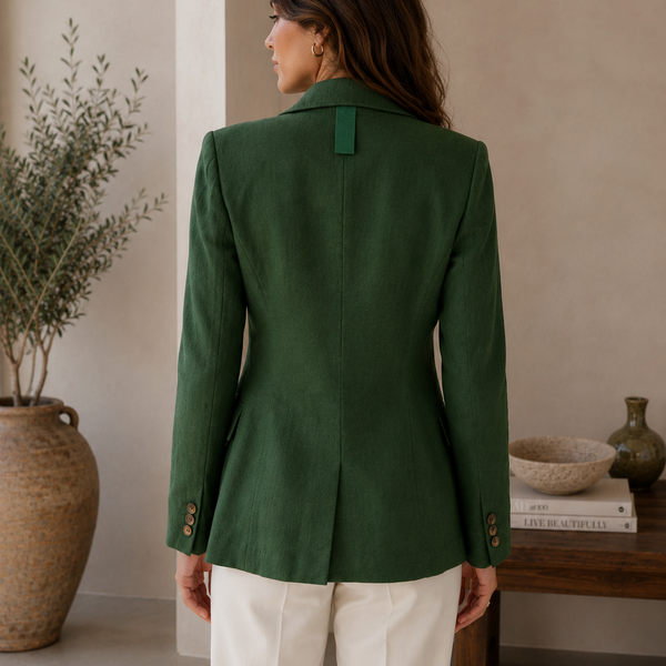 “Cassidy” Green Linen Blazer