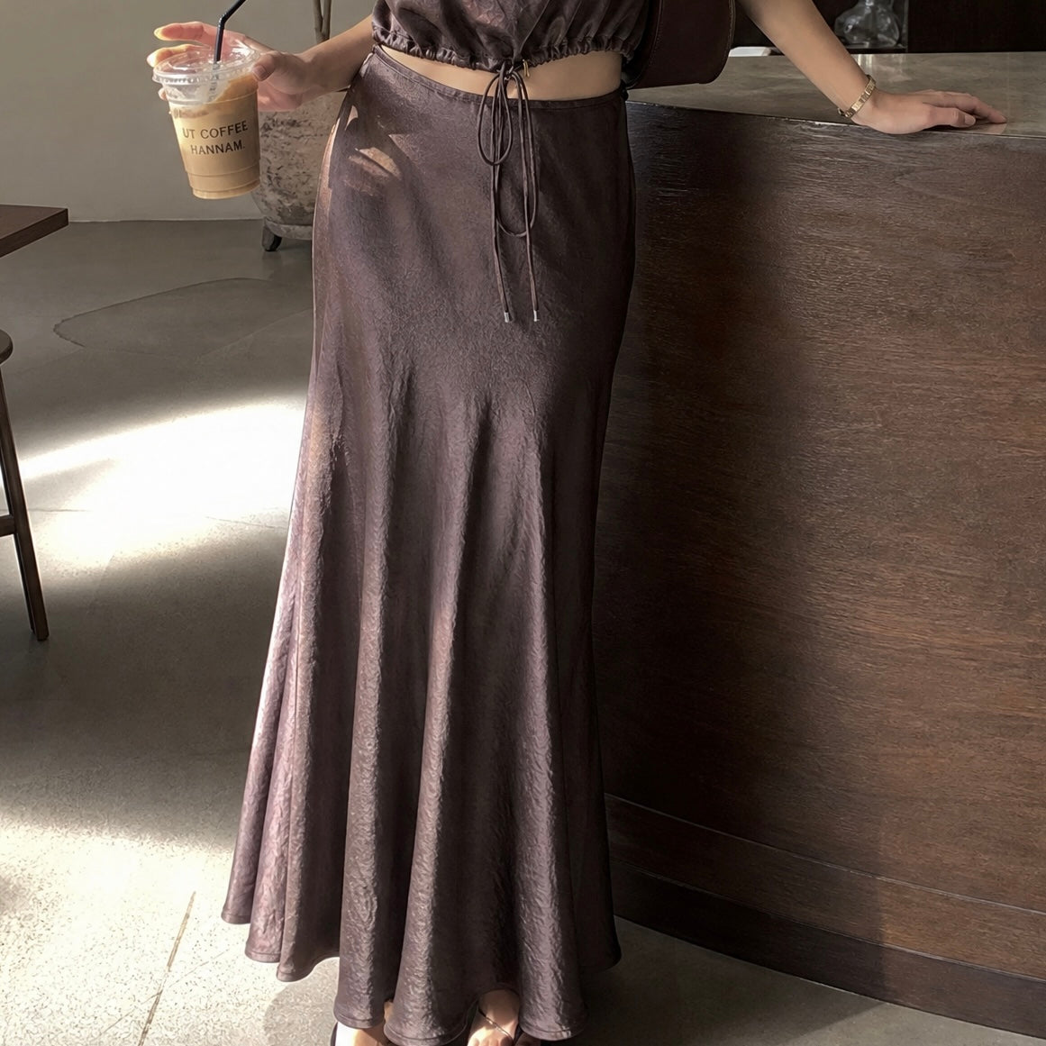 “Aurora” ash brown skirts / set