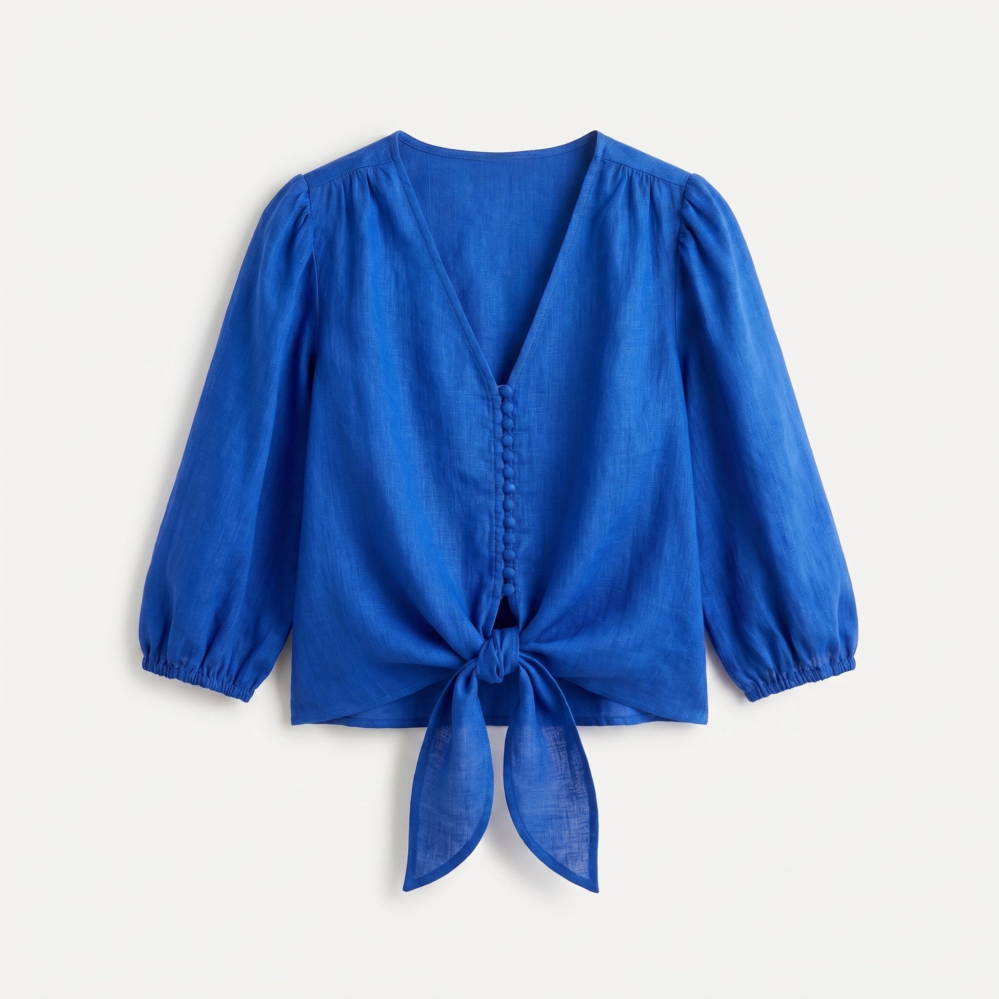 CARMEN ELECTRIC BLUE LINEN BLOUSE