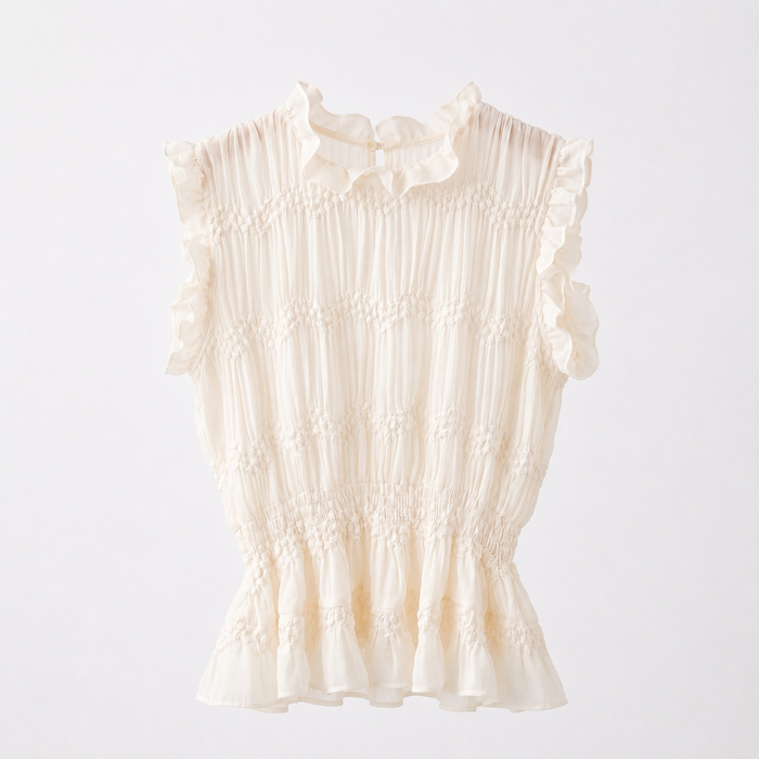 "Onyx Cream " Sheer Blouse