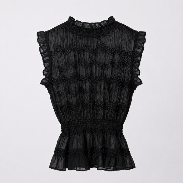 "Onyx black" Sheer Blouse