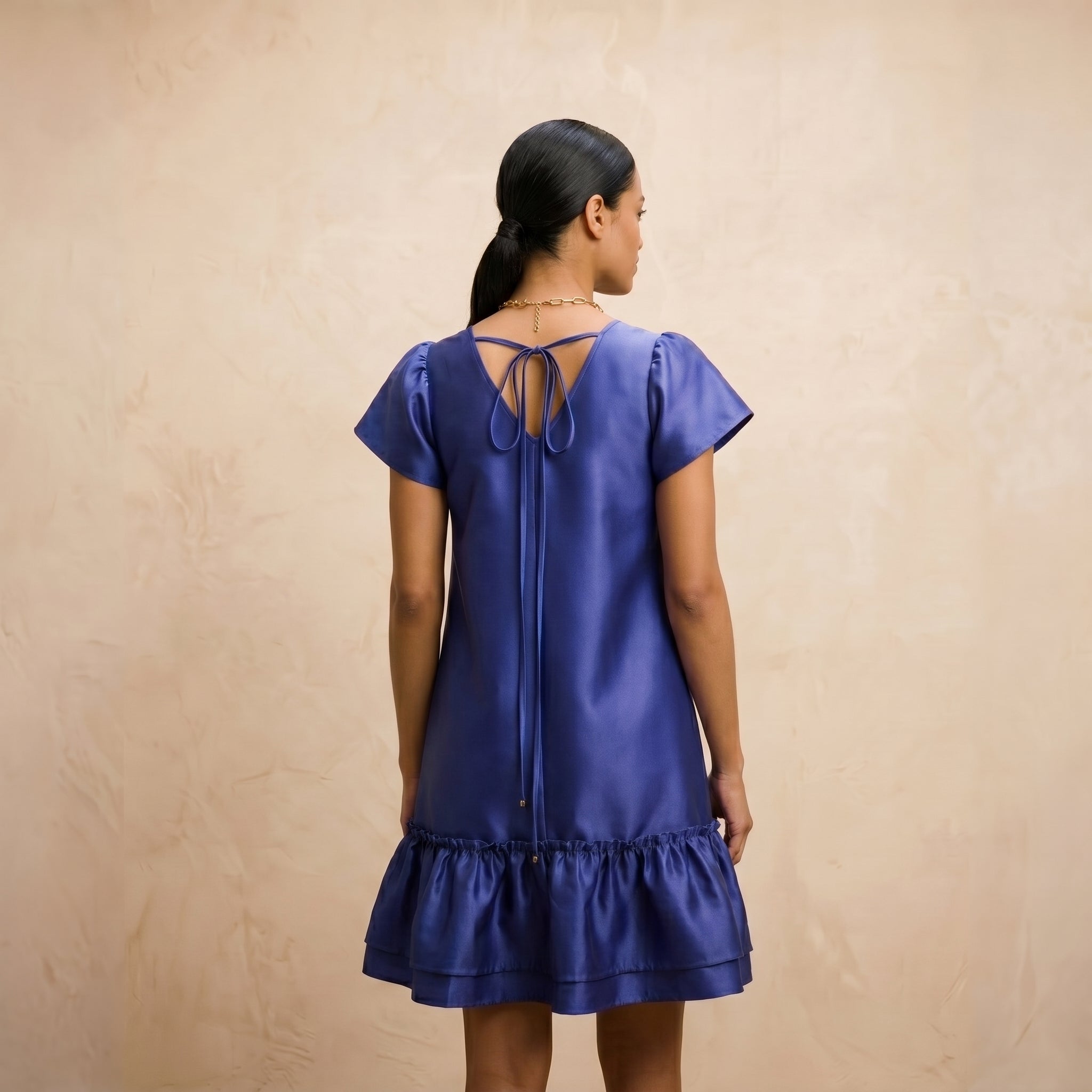 “Sofie” Amethyst Purple Organza Mini Dress