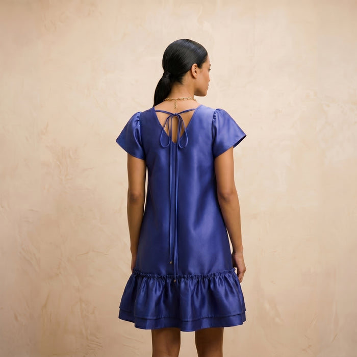 “Sofie” Amethyst Purple Organza Mini Dress