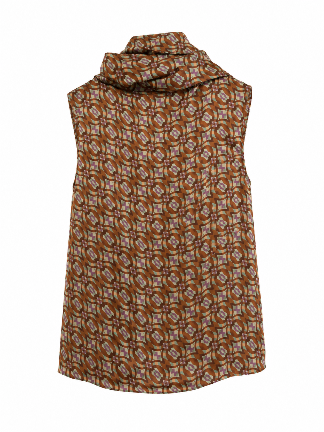 “Cadena” brown pattern Removable Collar Top