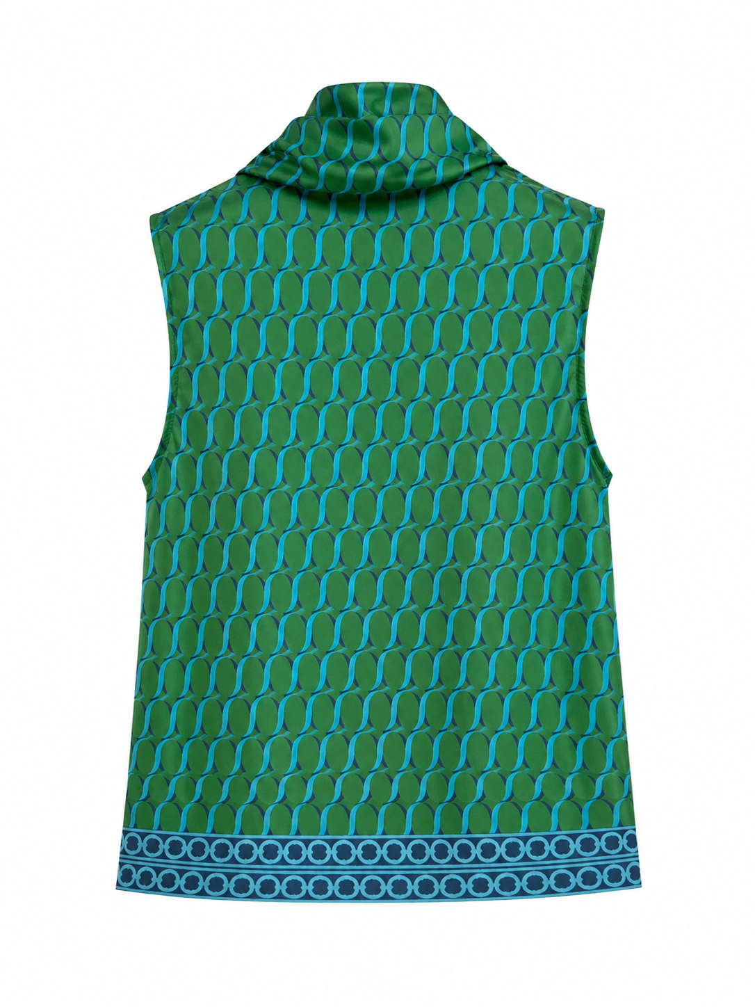 “Cadena” Green Pattern /Removable Collar Top