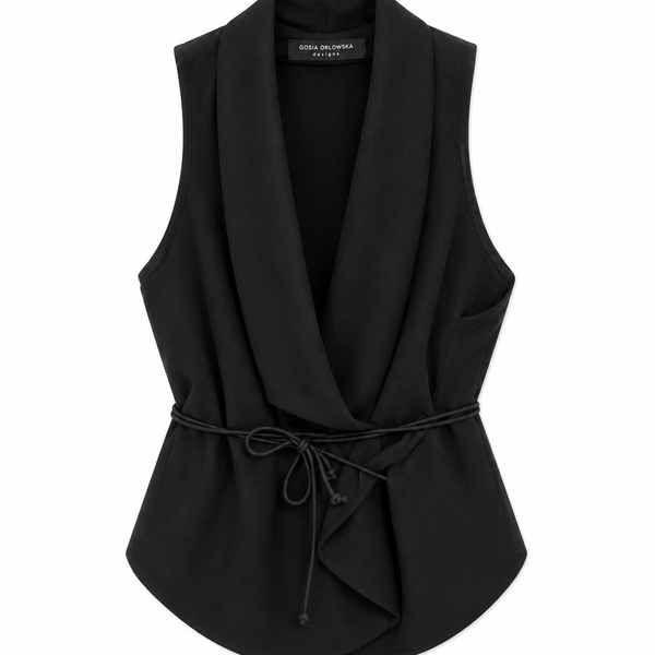 "LAUREN" BLACK WRAP STYLE TOP