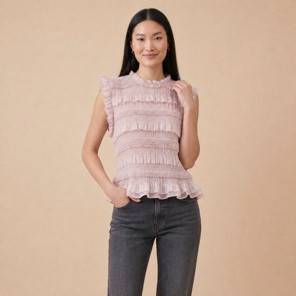 "Onyx" Pink Sheer Blouse