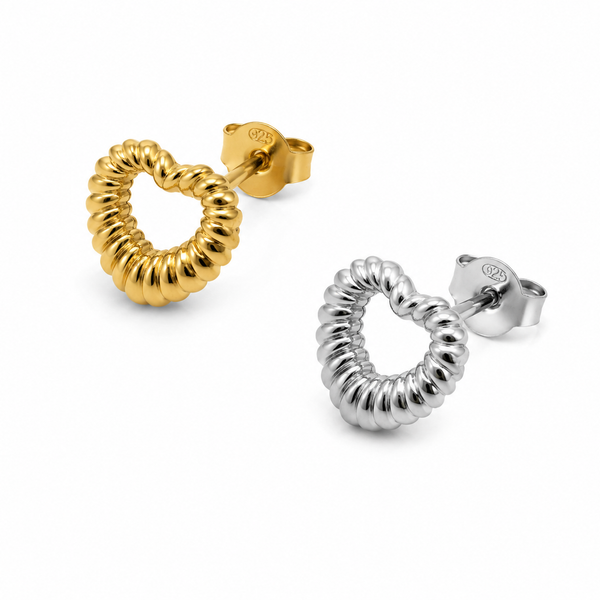 “TOBELOVED” Vibrant Heart Gold Vermeil Stud Earrings