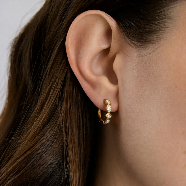 “Starlight” Twinkling Zirconia Gold Vermeil Hoop Earrings