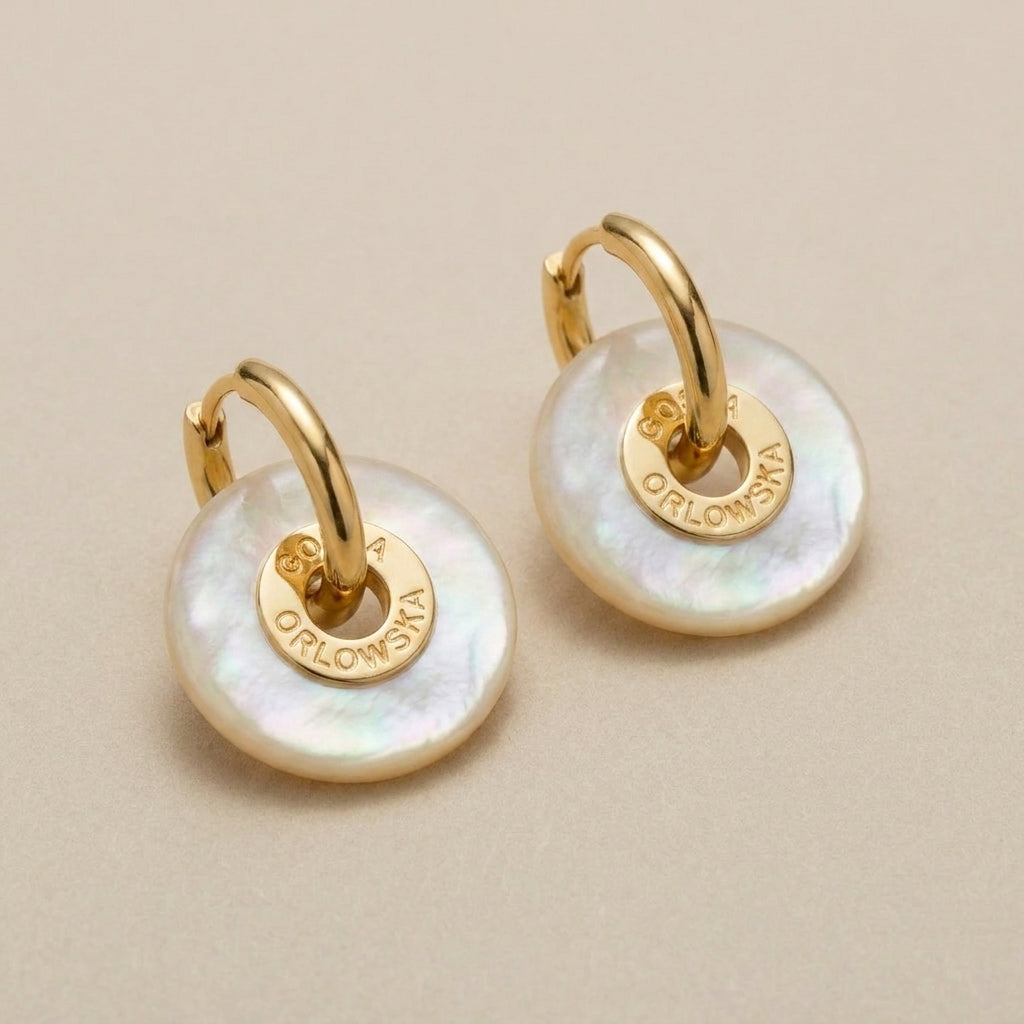 “CIAMBELLA” 2CM Mother of Pearl (YELLOW tone ) EARRINGS