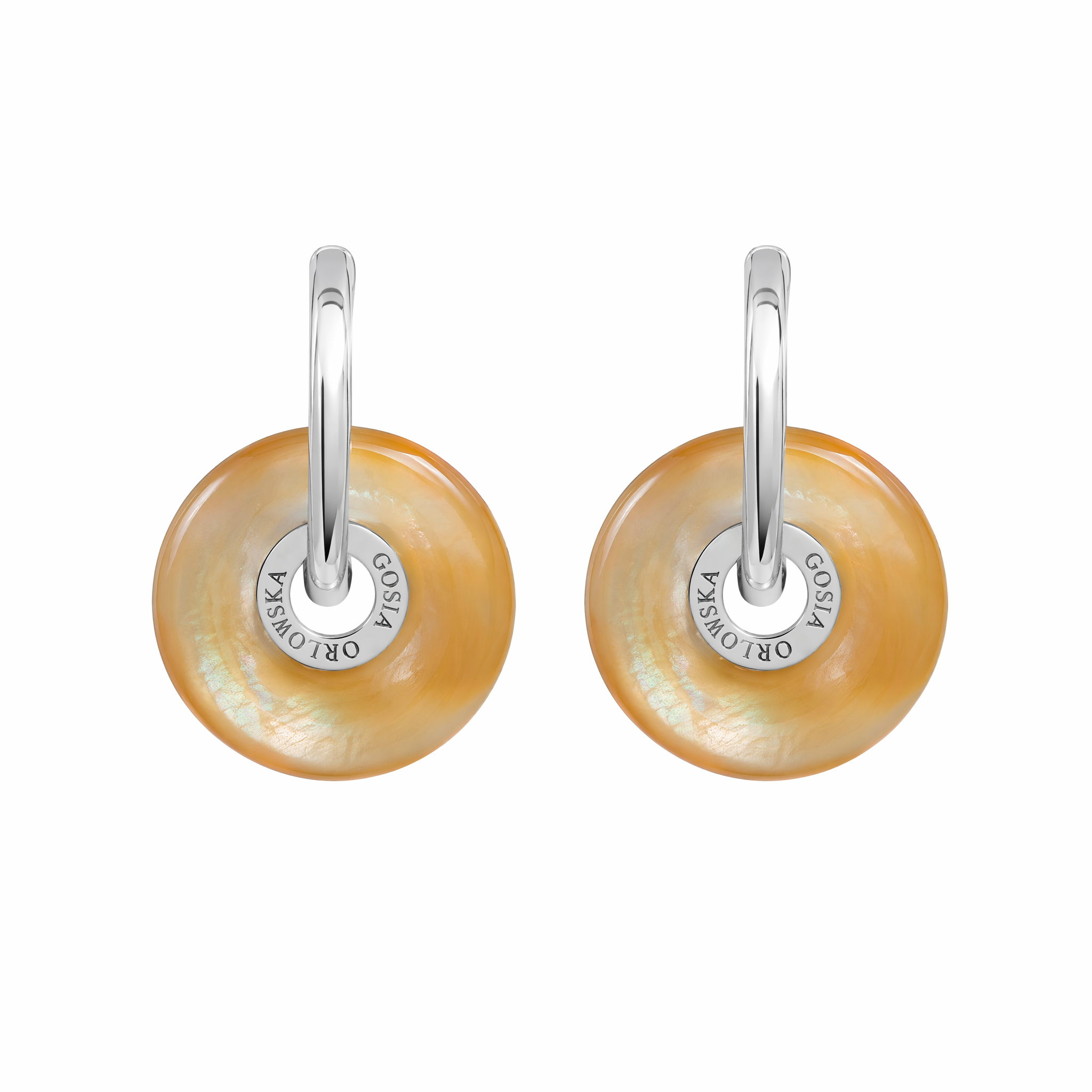“CIAMBELLA” 2CM Mother of Pearl (YELLOW tone ) EARRINGS