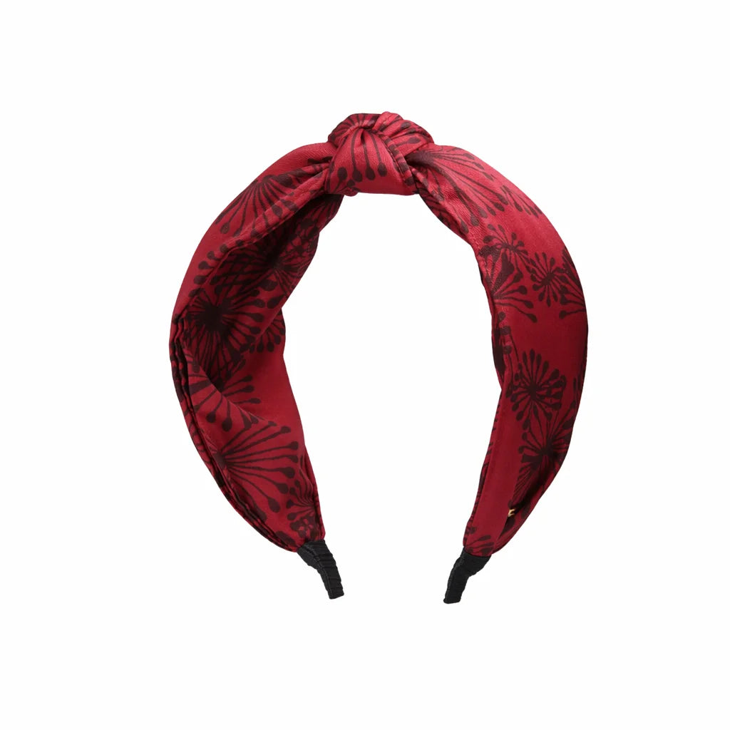 “Adena” Red Dandelion Knot Style Silk Headband
