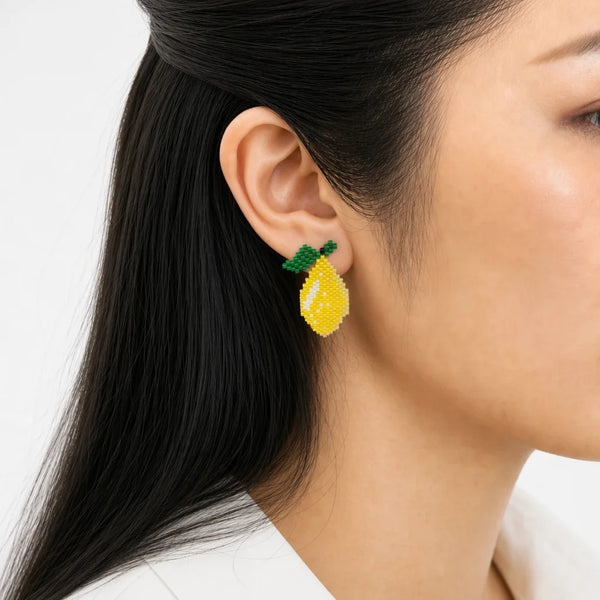 "Lemon" Beaded Mini Earrings