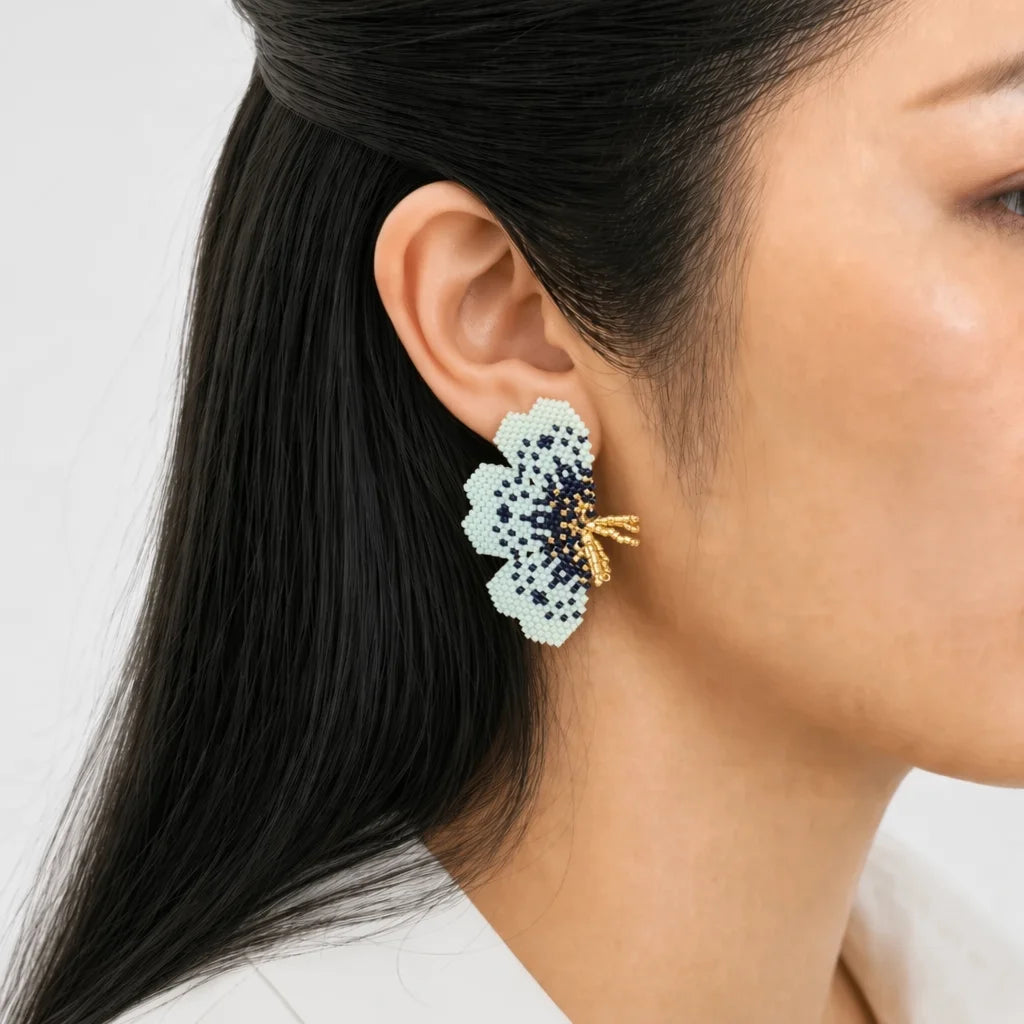 "NOLA" BEADED MINTED GREEN BUTTERFLY EARRINGS
