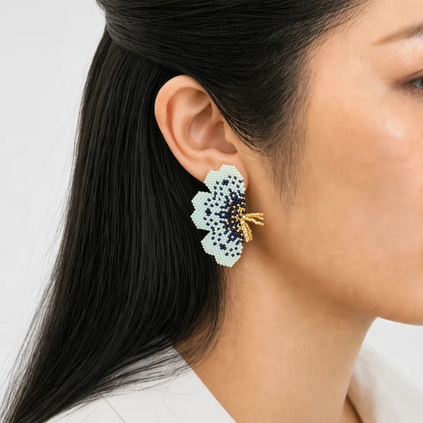 "NOLA" BEADED MINTED GREEN BUTTERFLY EARRINGS