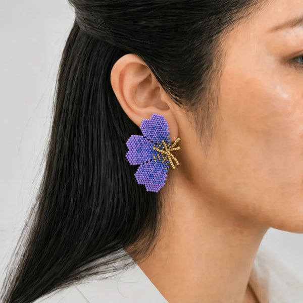 "NOLA" BEADED PURPLE BUTTERFLY EARRINGS