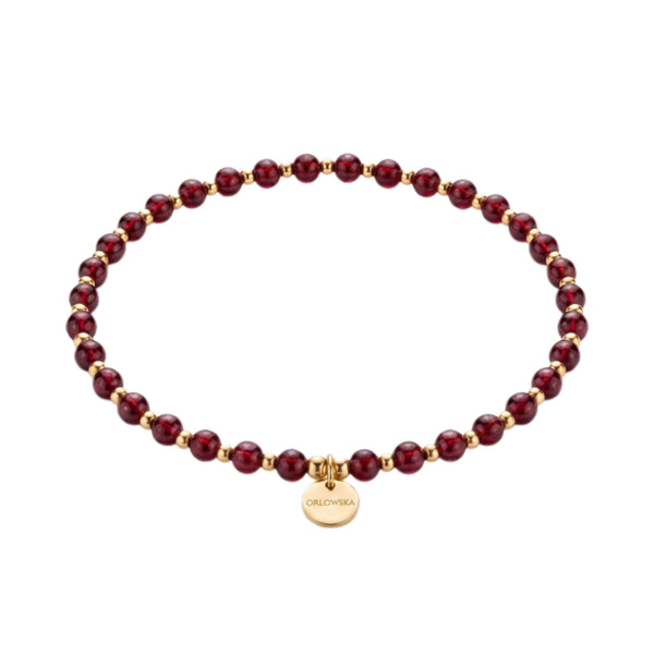 “Gaela” 4mm Garnet Round Beads Bracelet