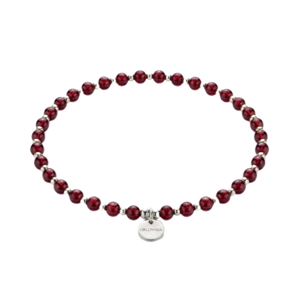 “Gaela” 4mm Garnet Round Beads Bracelet