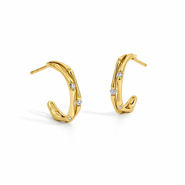 “Bronya” 925s Bamboo & Zirconia Earrings
