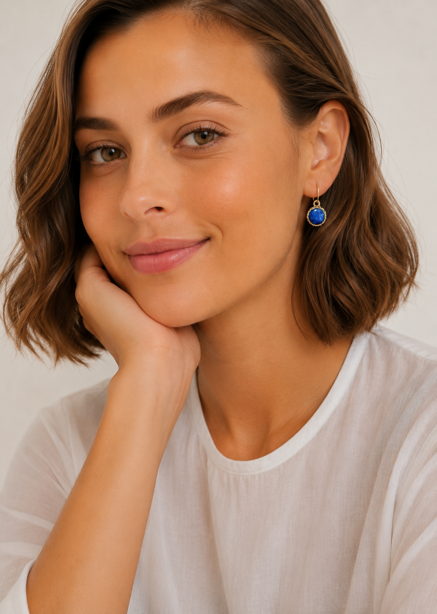 “Nati” Blue Kyanite Net Small Round Earrings
