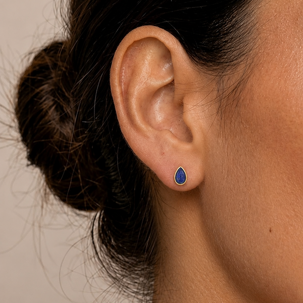 9K GOLD MINI LAPIS DROP EARRINGS