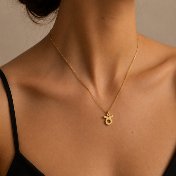 9K GOLD ZODIAC GOLD DIAMOND NECKLACE / TAURUS