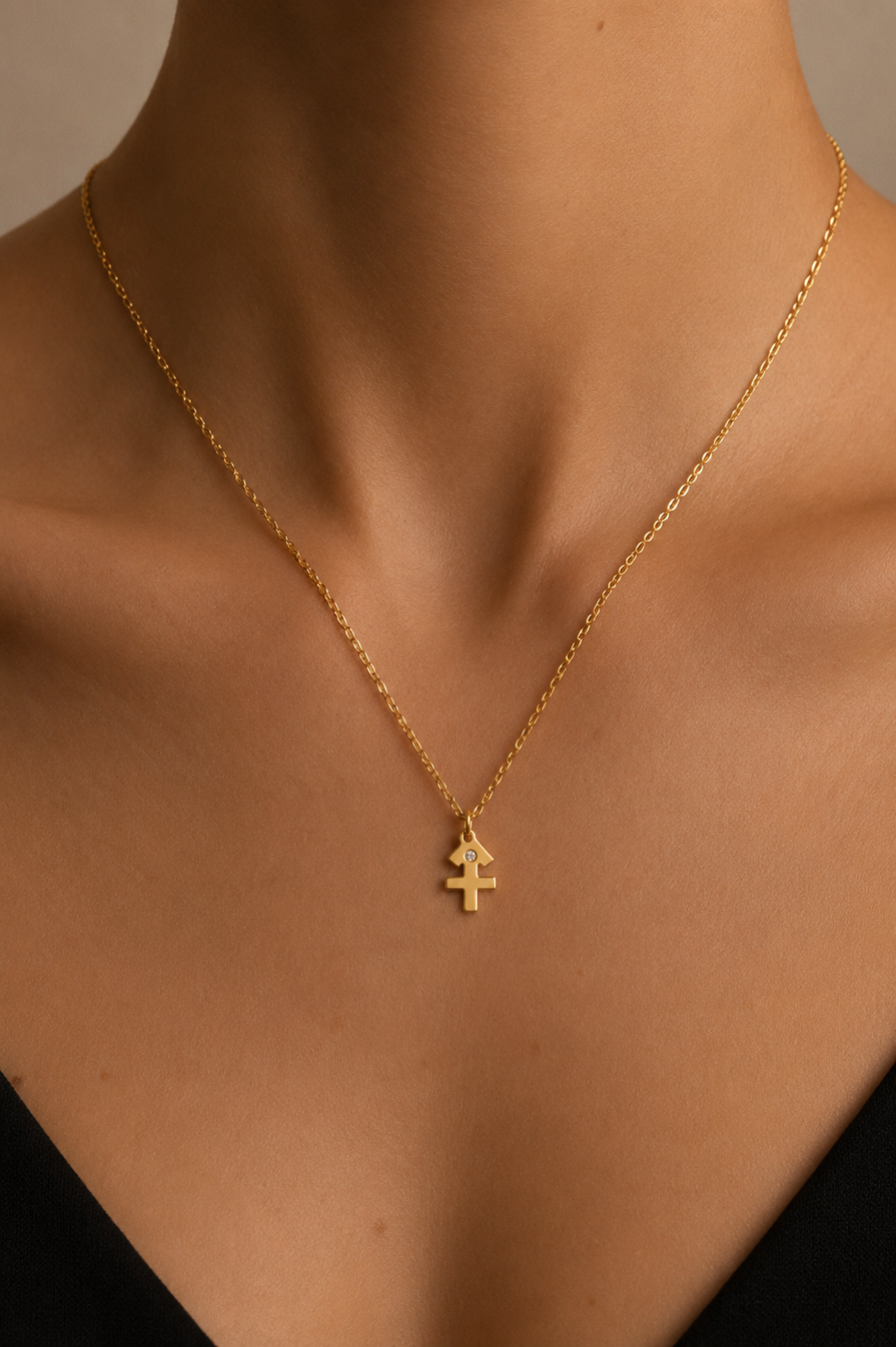 9K GOLD ZODIAC GOLD DIAMOND NECKLACE / SAGITTARIUS