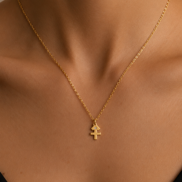 9K GOLD ZODIAC GOLD DIAMOND NECKLACE / SAGITTARIUS