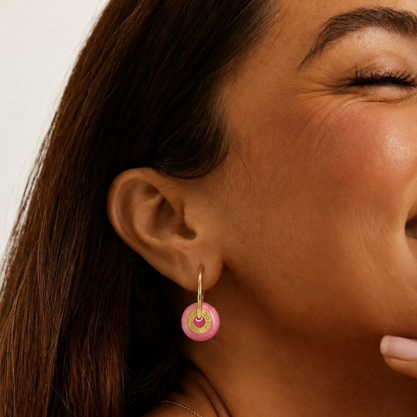 "CIAMBELLA MINI" 1.5cm Pink Agate Earrings