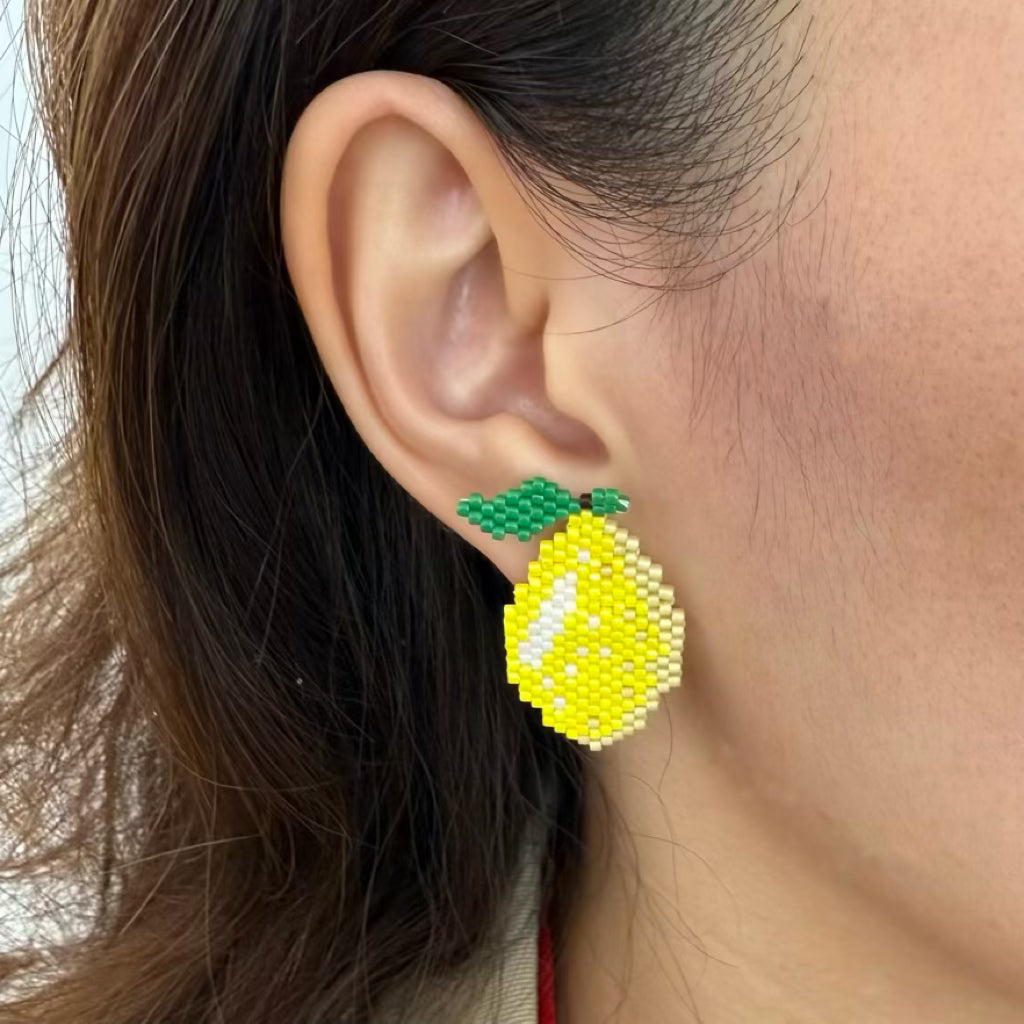 "Lemon" Beaded Mini Earrings