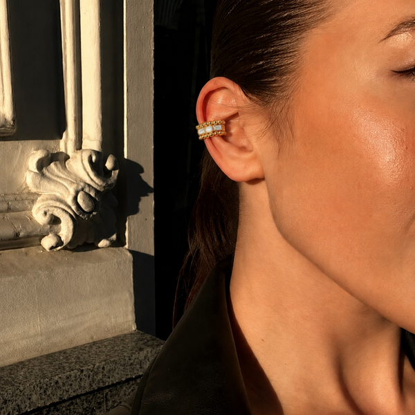 “Solenne” 925 Sterling Silver Zirconia Ear Cuff (Gold)