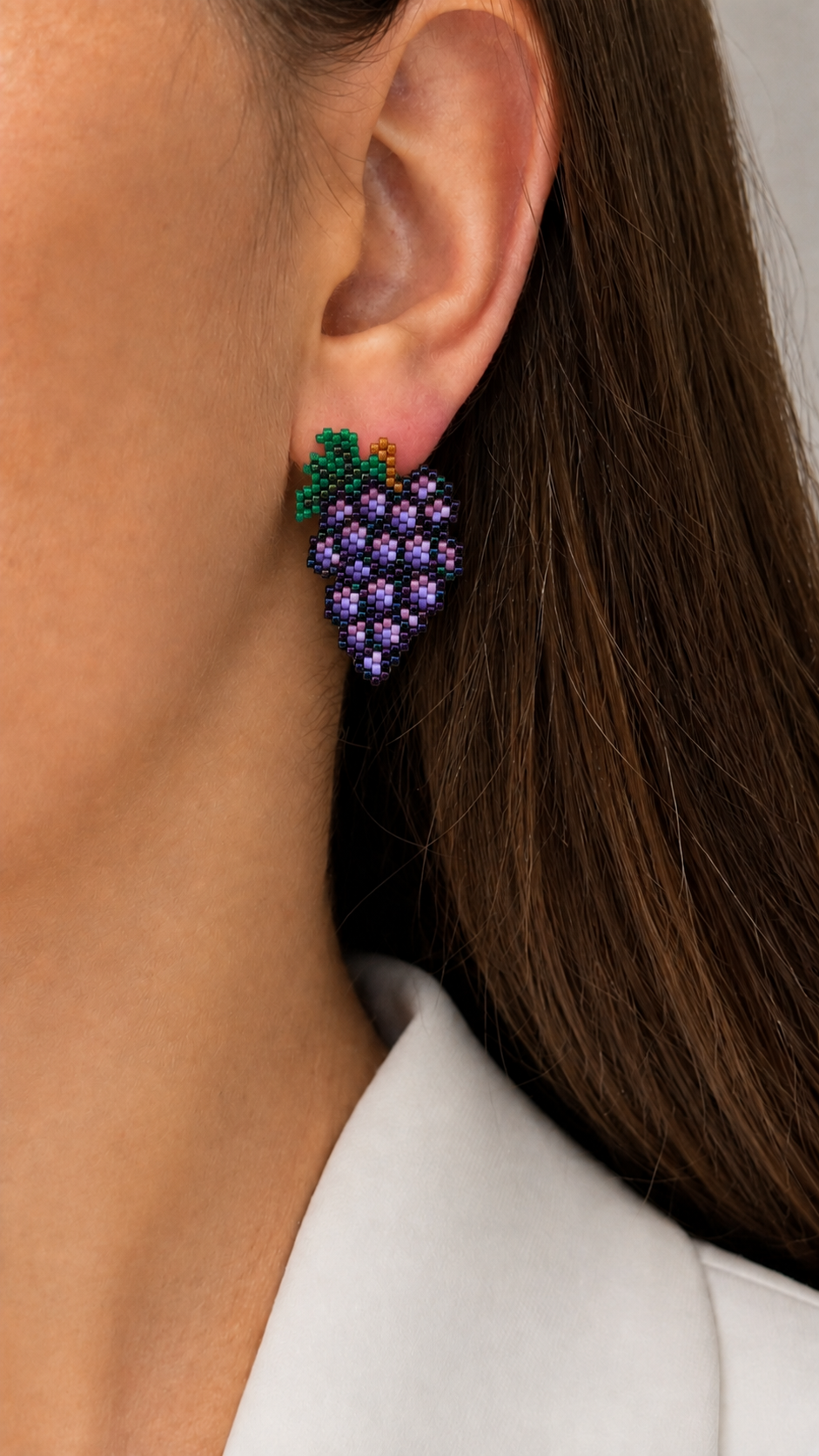 "Grape"beaded fruit earrings