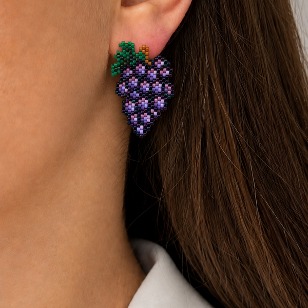 "Grape"beaded fruit earrings