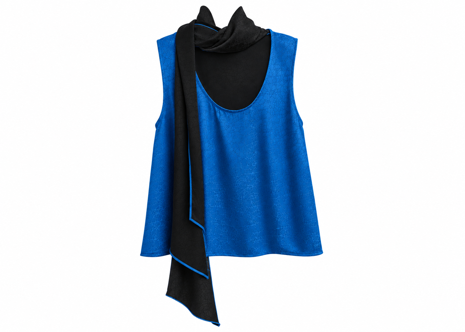 “Cadena” Blue Removable Collar Top