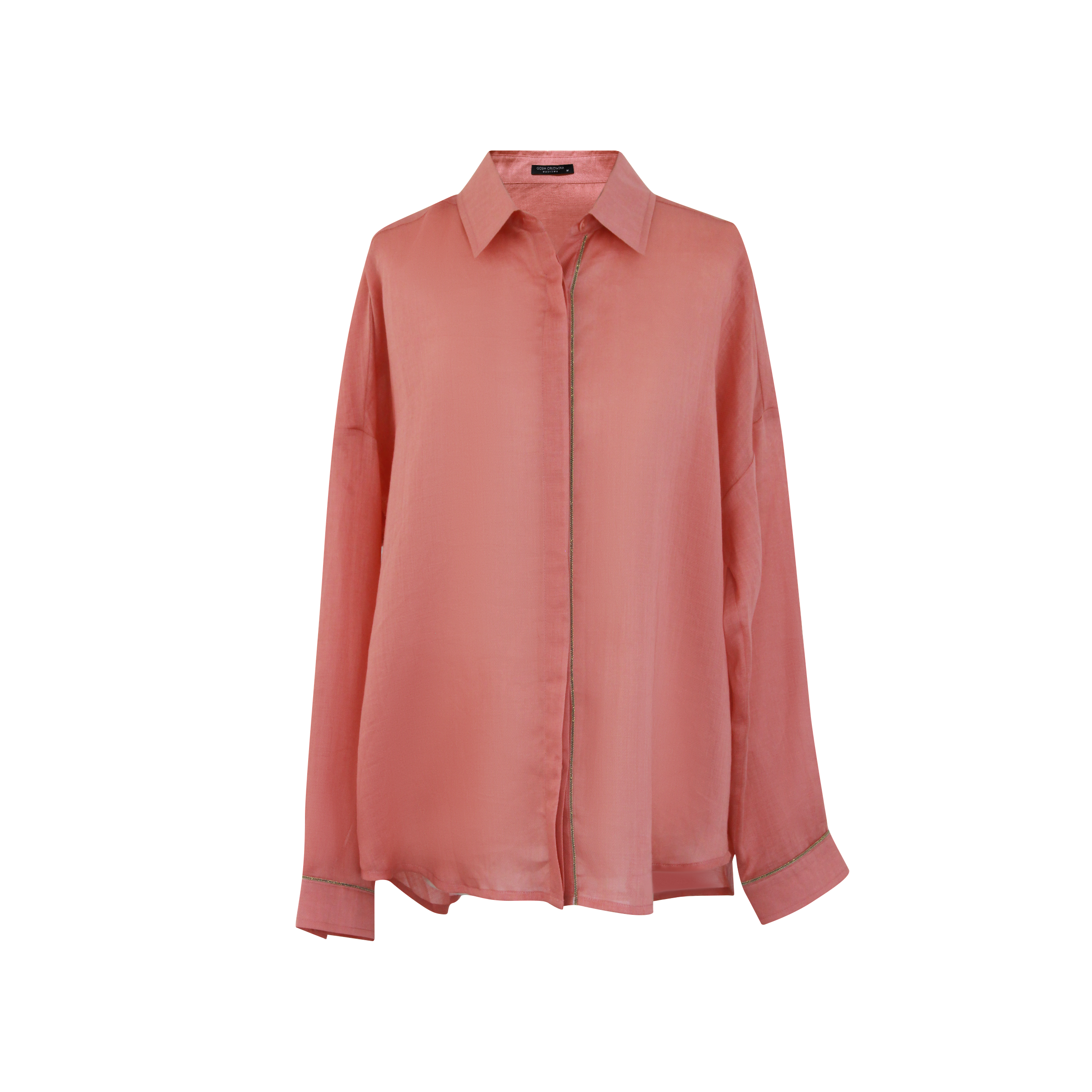 “Jodie” Oversized Linen Shirt - Coral