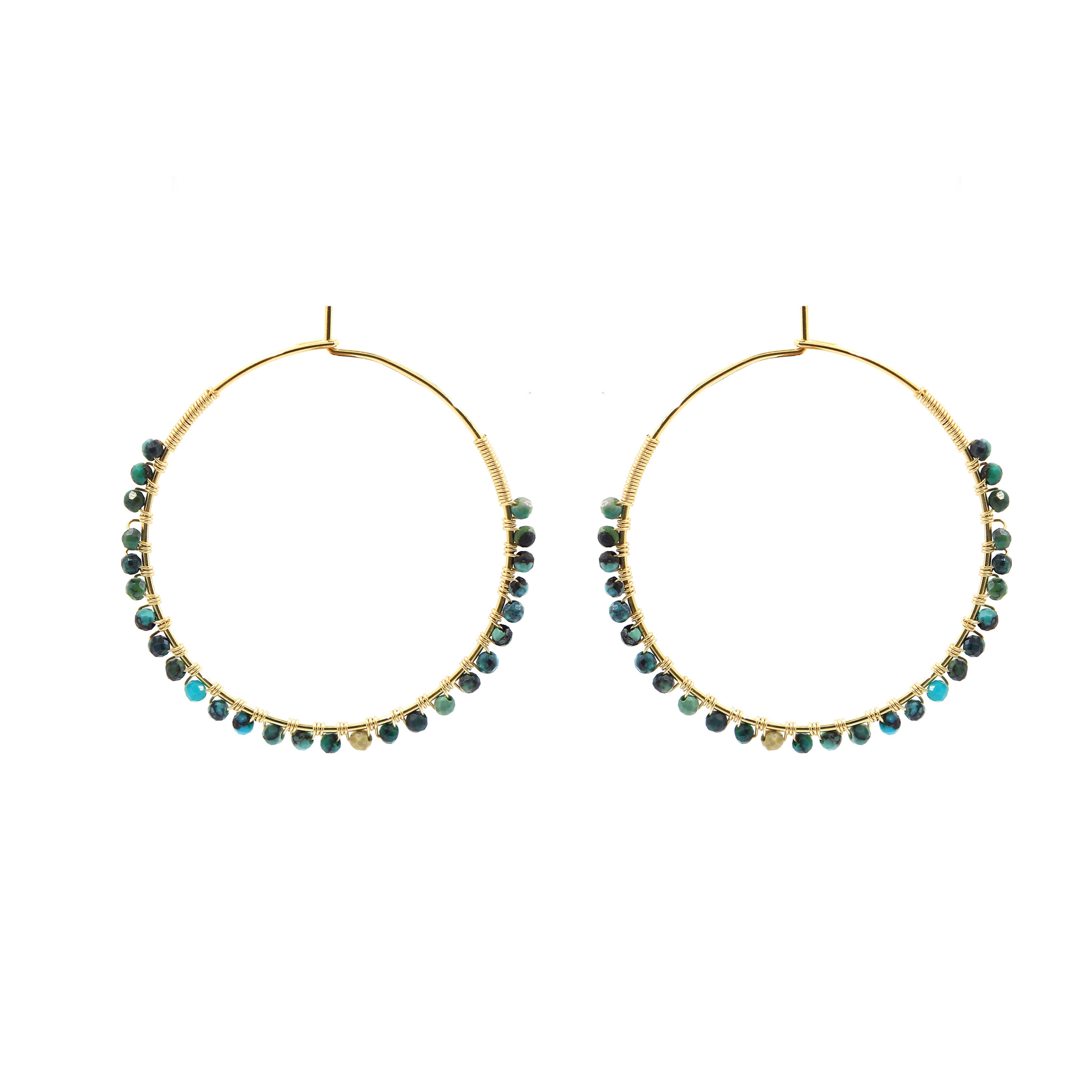 "CHIYO" BEADED HOOP EARRINGS 35mm