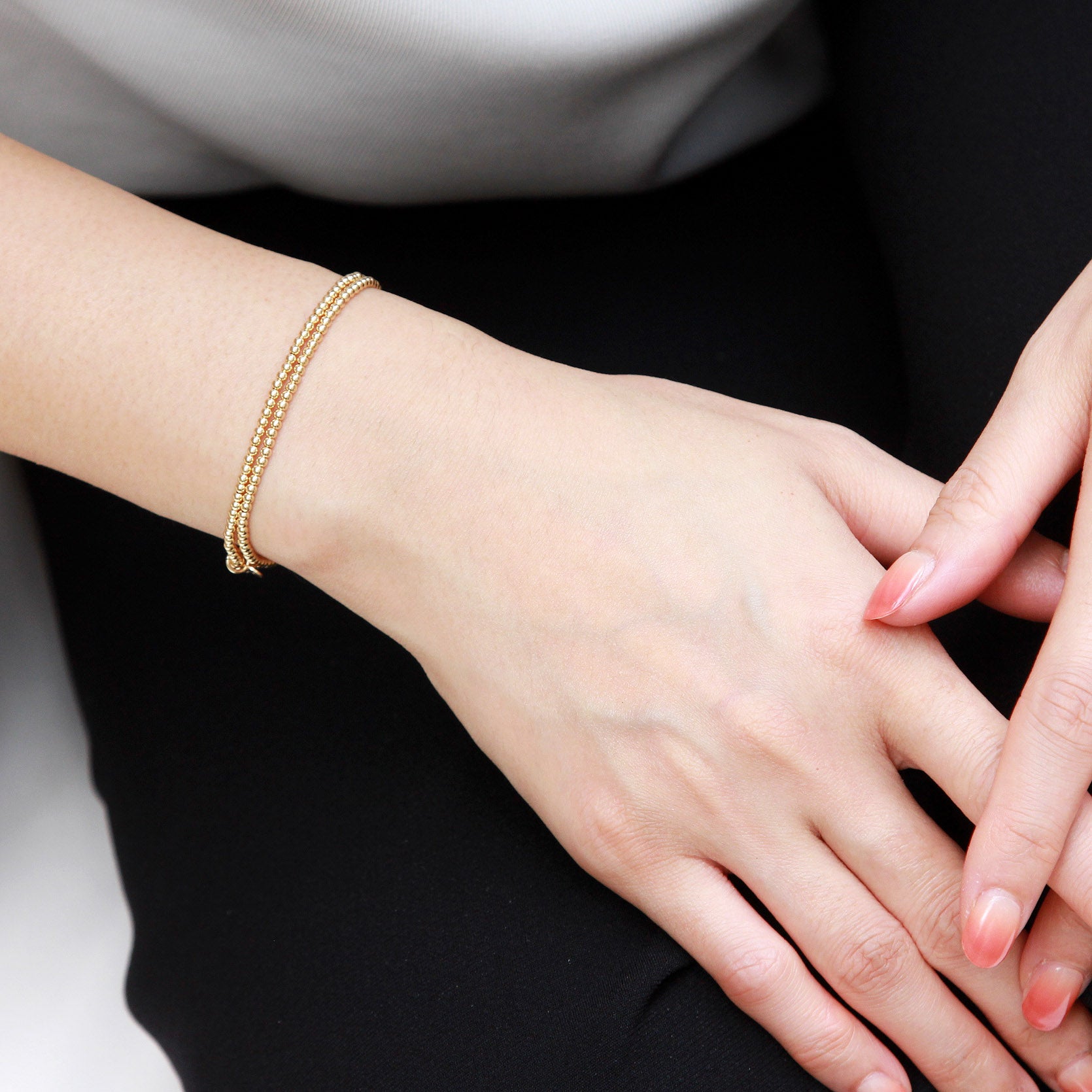 “Mia” Gold Filled Plain 2mm Beaded Bracelet