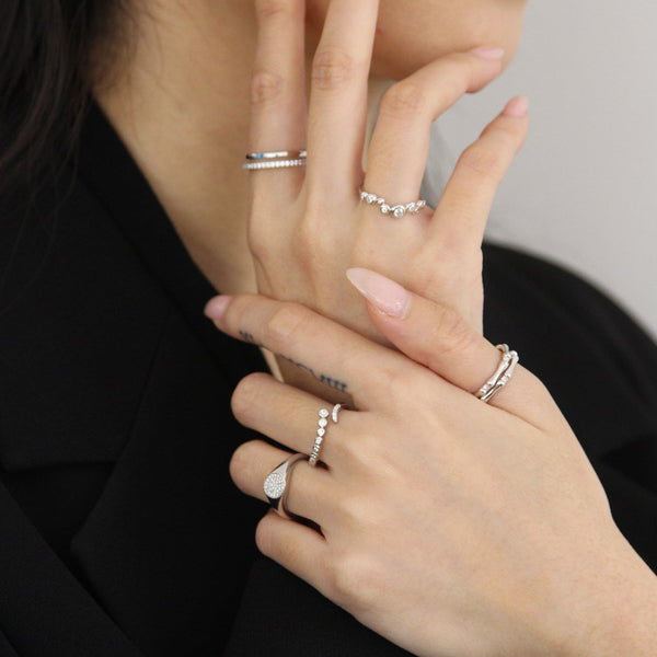 “Joyce” 925 sterling SILVER Snake Tail Zirconia Ring / Silver