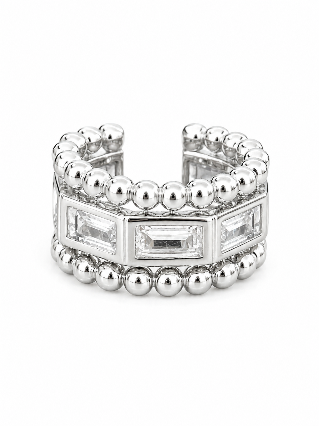 “Solenne” 925 Sterling Silver Clear Quartz Ear Cuff