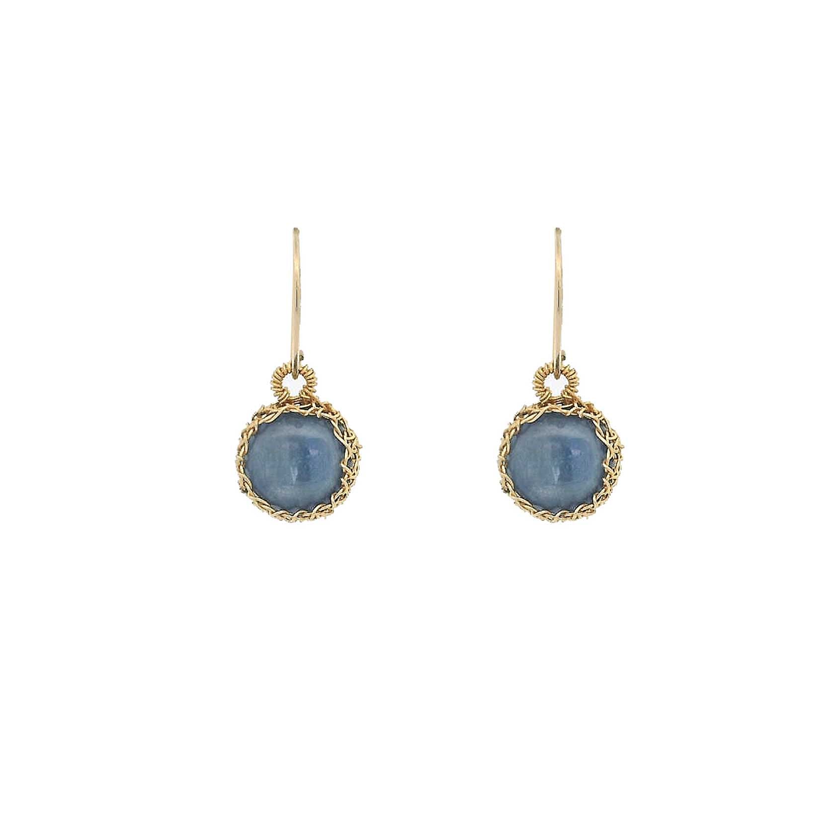 “Nati” Blue Kyanite Net Round Earrings